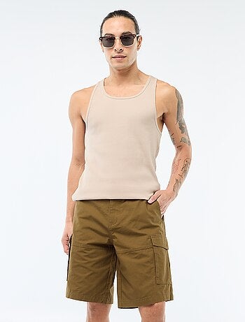 Bermuda chino en twill uni multipoches