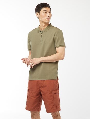 Bermuda chino en twill uni multipoches