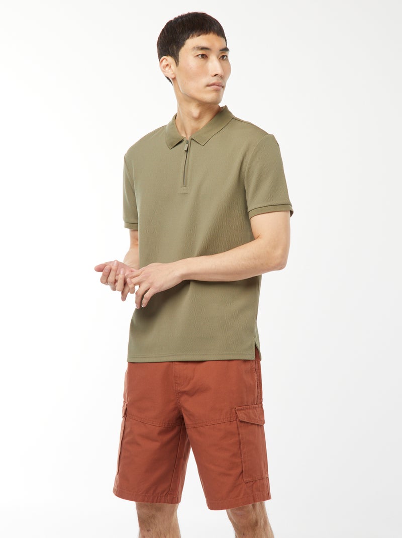 Bermuda chino en twill uni multipoches Marron - Kiabi
