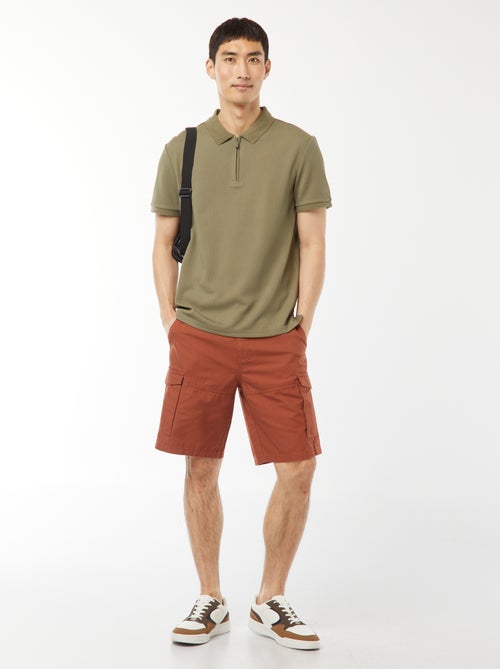 Bermuda chino en twill uni multipoches - Kiabi