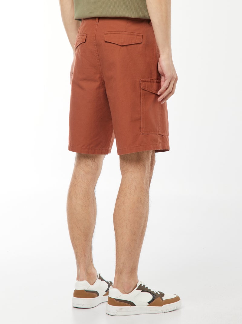 Bermuda chino en twill uni multipoches Marron - Kiabi