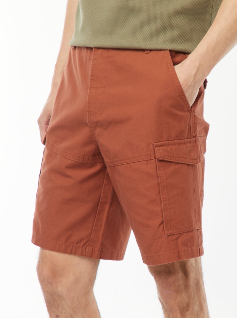 Bermuda chino en twill uni multipoches Marron - Kiabi