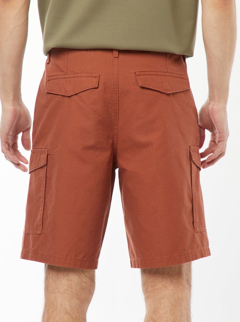 Bermuda chino en twill uni multipoches Marron - Kiabi