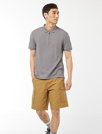 Bermuda chino en twill uni multipoches