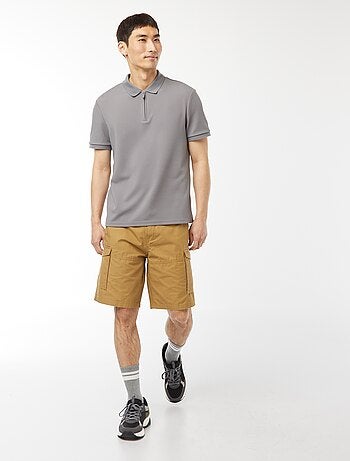 Bermuda chino en twill uni multipoches