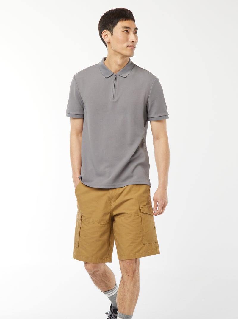 Bermuda chino en twill uni multipoches Vert - Kiabi