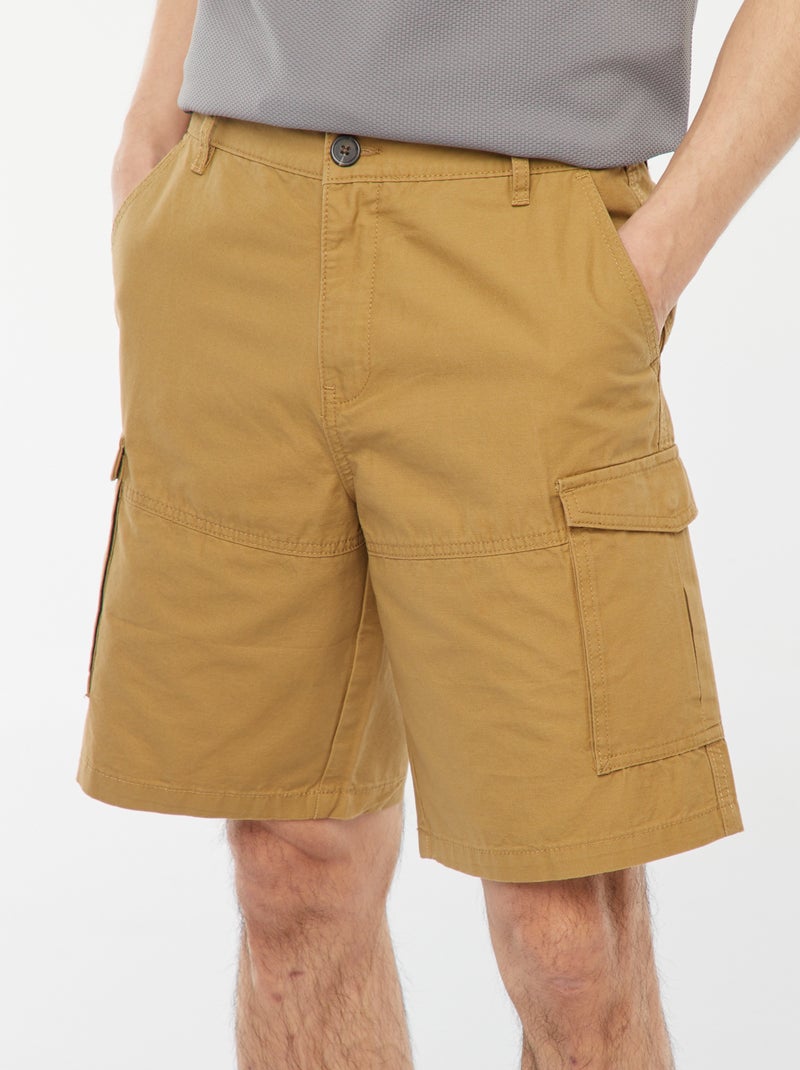 Bermuda chino en twill uni multipoches Vert - Kiabi