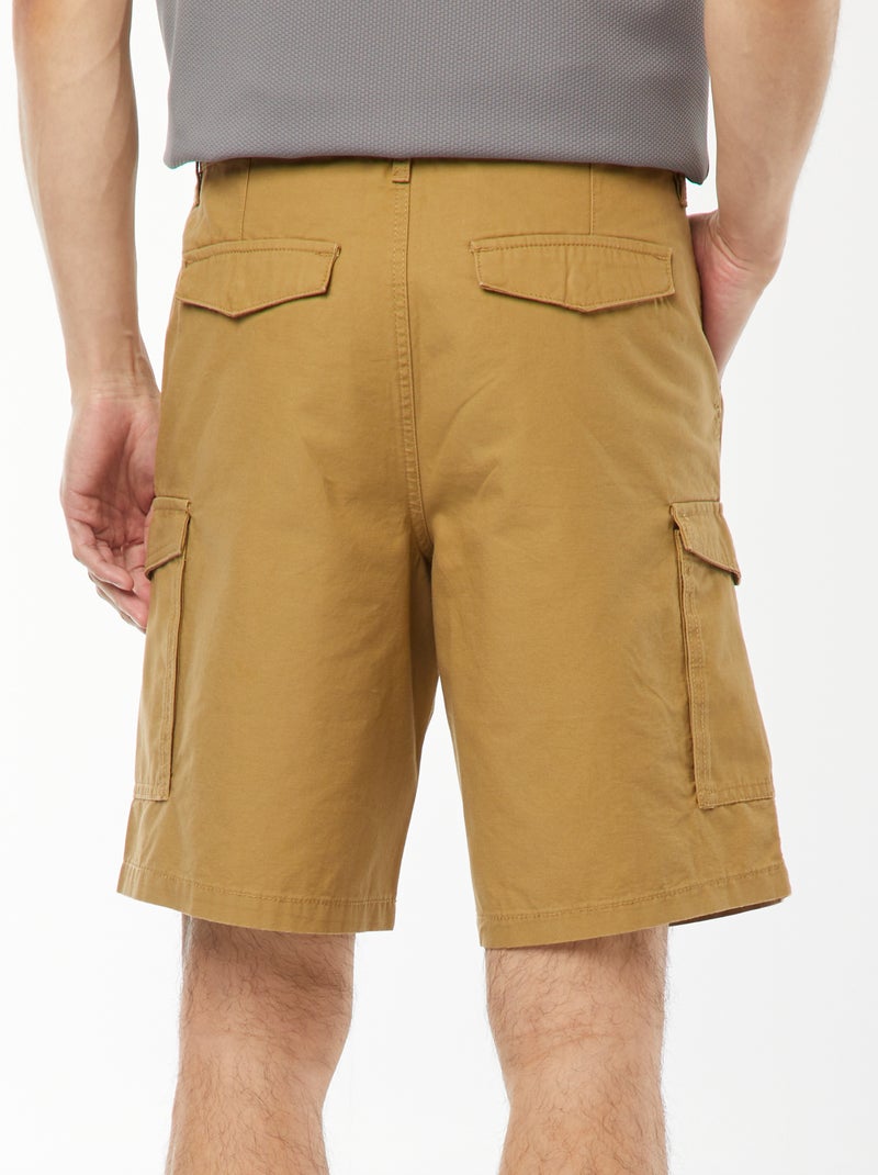 Bermuda chino en twill uni multipoches Vert - Kiabi
