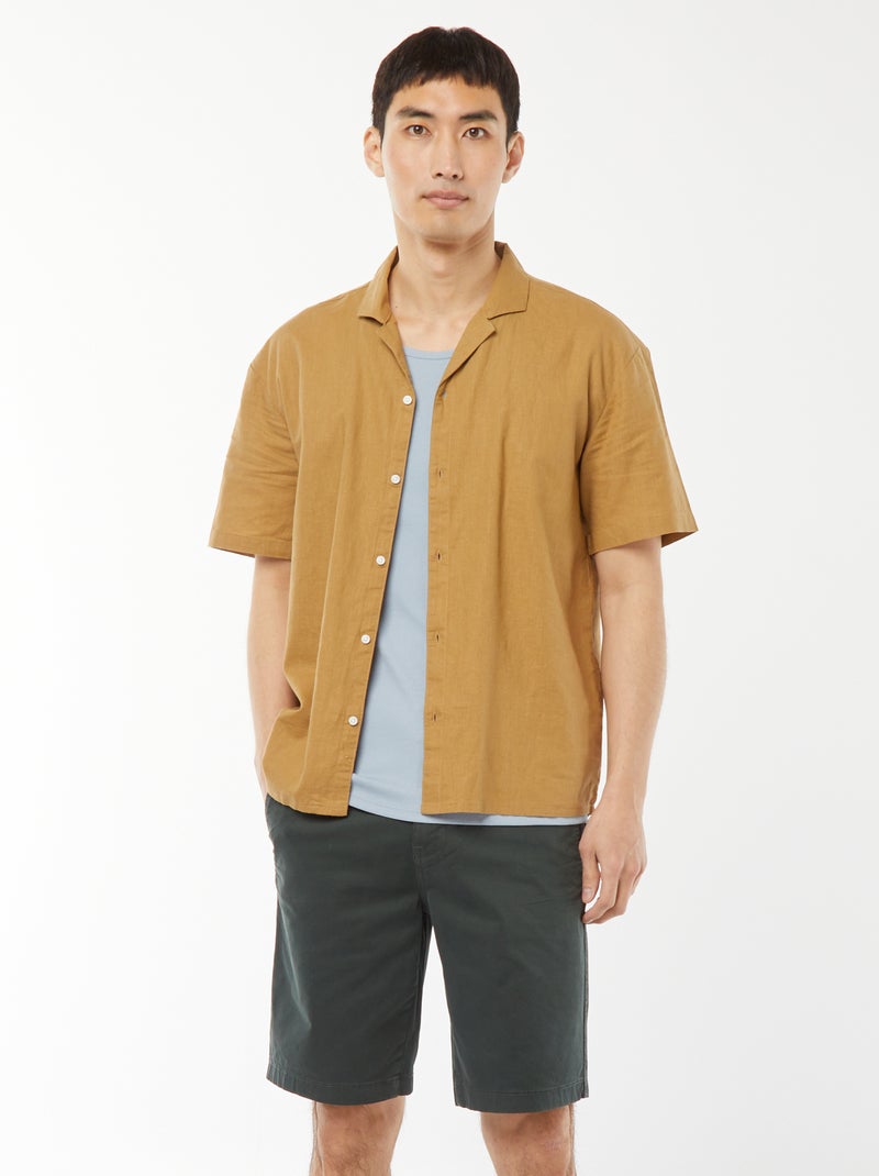Bermuda chino en twill uni Vert - Kiabi