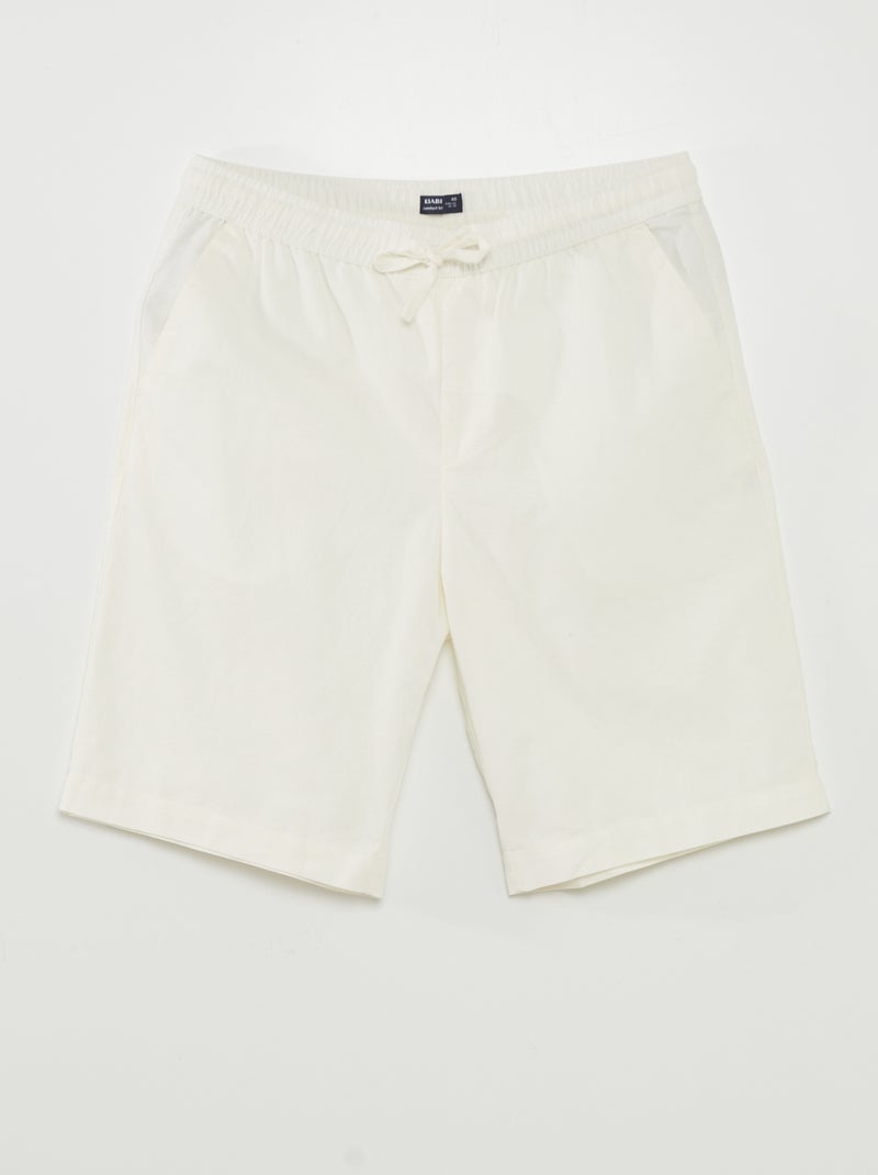Bermuda chino large avec lin blanc - Kiabi