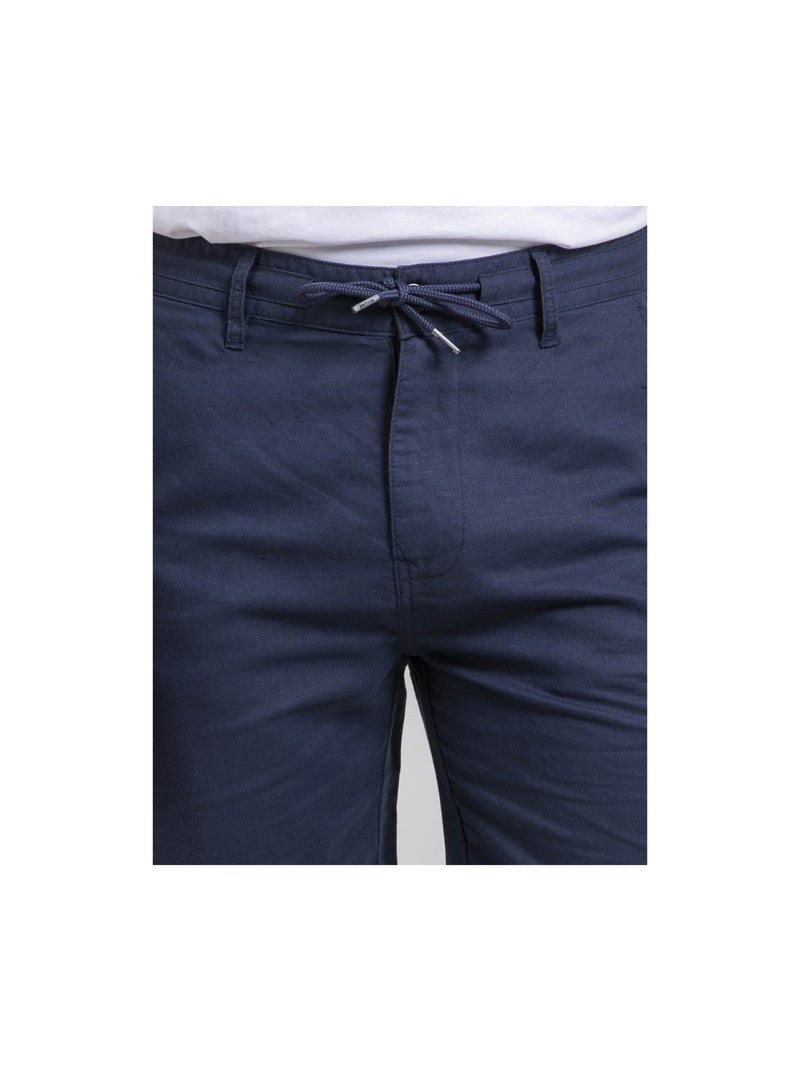Bermuda chino lin BRYAM Bleu marine - Kiabi