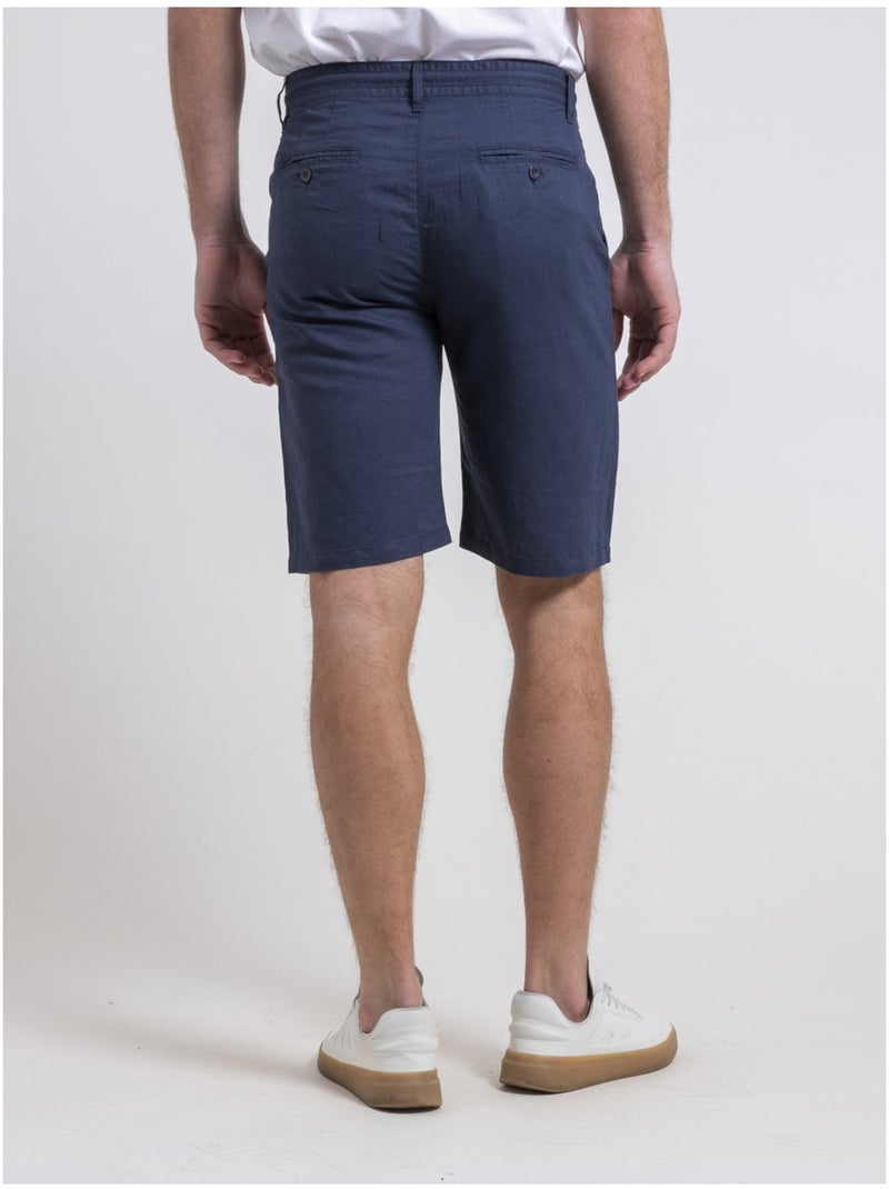Bermuda chino lin BRYAM Bleu marine - Kiabi