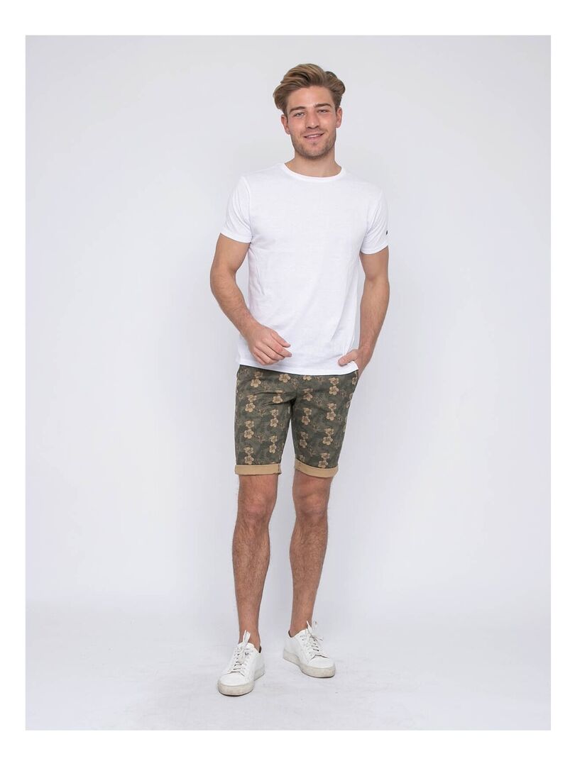 Short chino kaki en velours avec une coupe large et une taille élastiquée