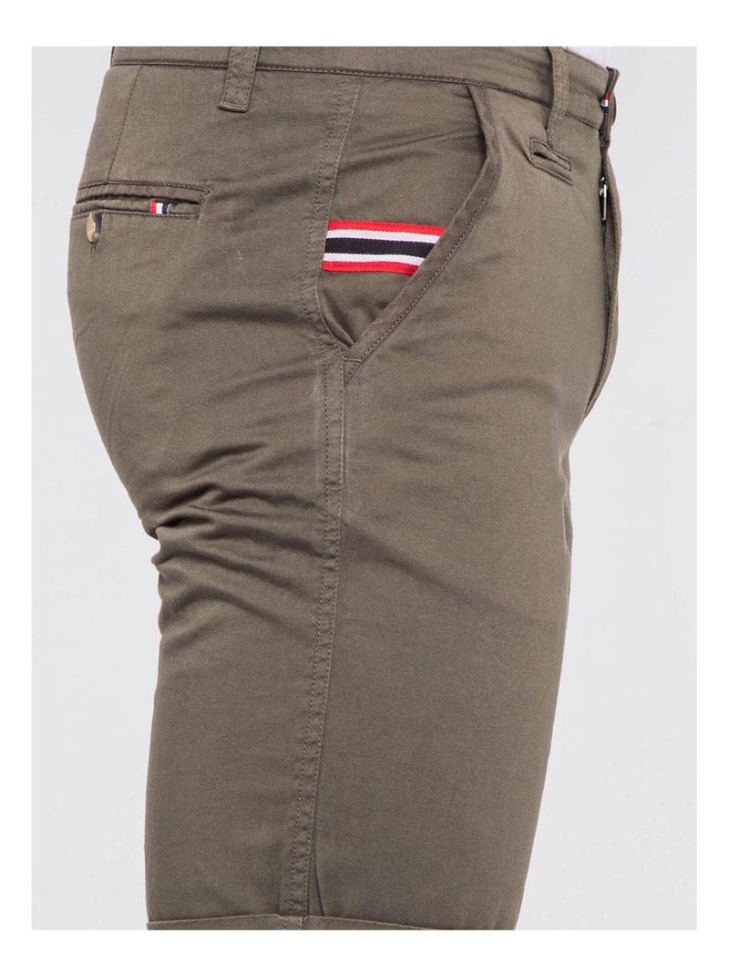 Bermuda chino slim BANIKO Vert kaki clair - Kiabi