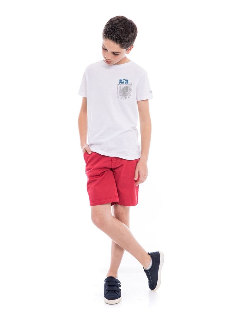 Bermuda chino slim BERKLEY garçon Rouge - Kiabi