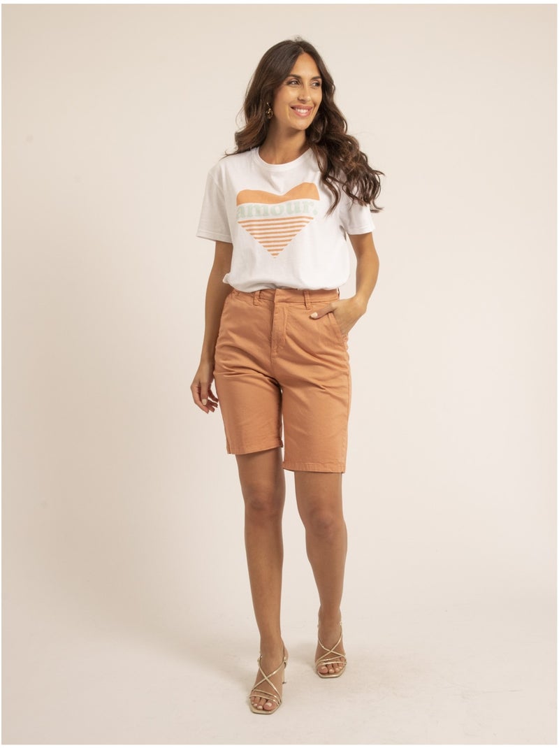 Bermuda chino slim XILAMA Orange - Kiabi