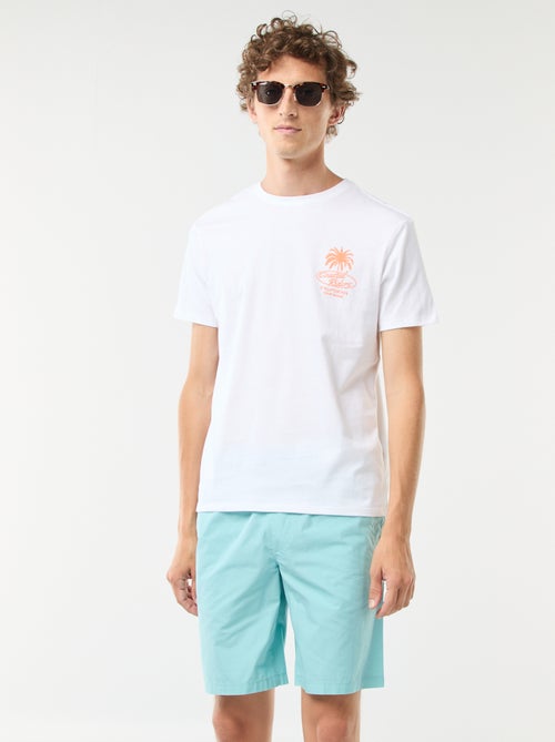 Bermuda chino uni avec cordons de serrage - Kiabi