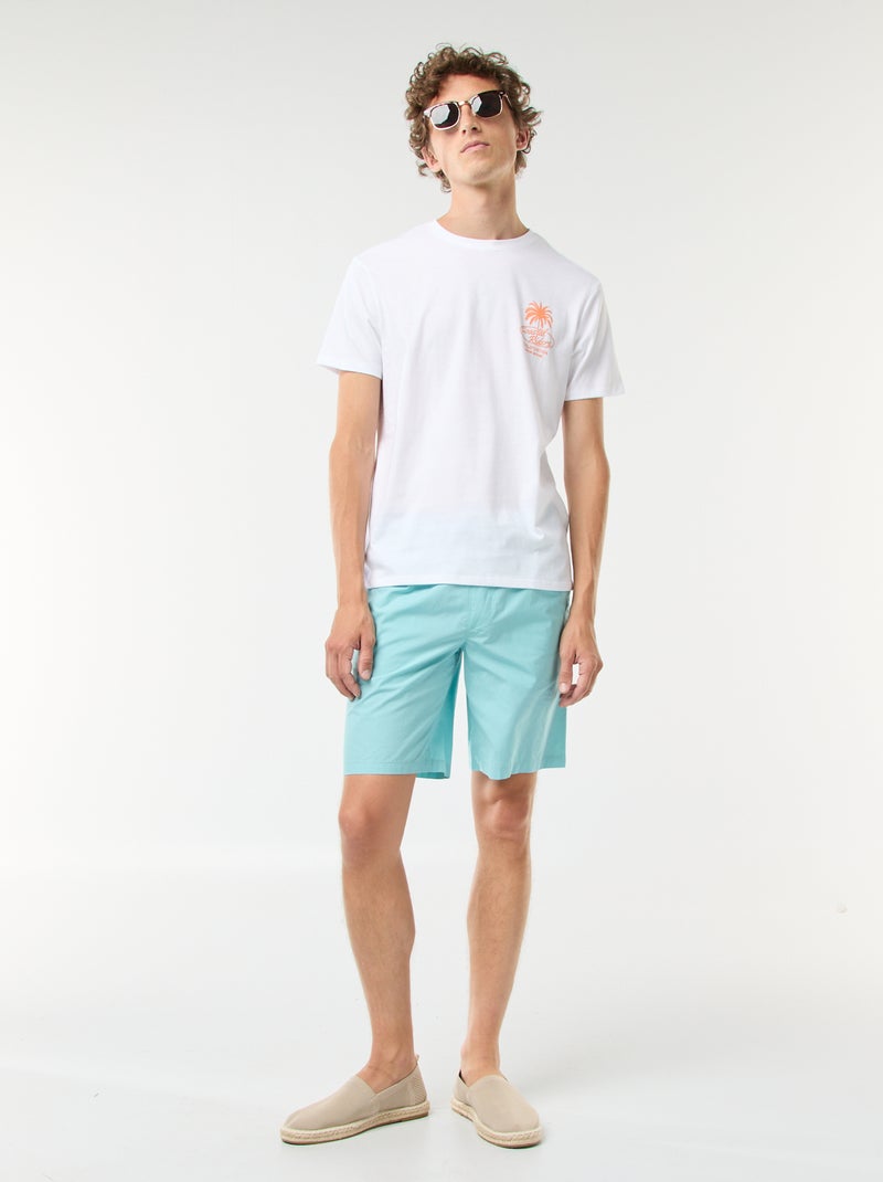 Bermuda chino uni avec cordons de serrage Bleu - Kiabi