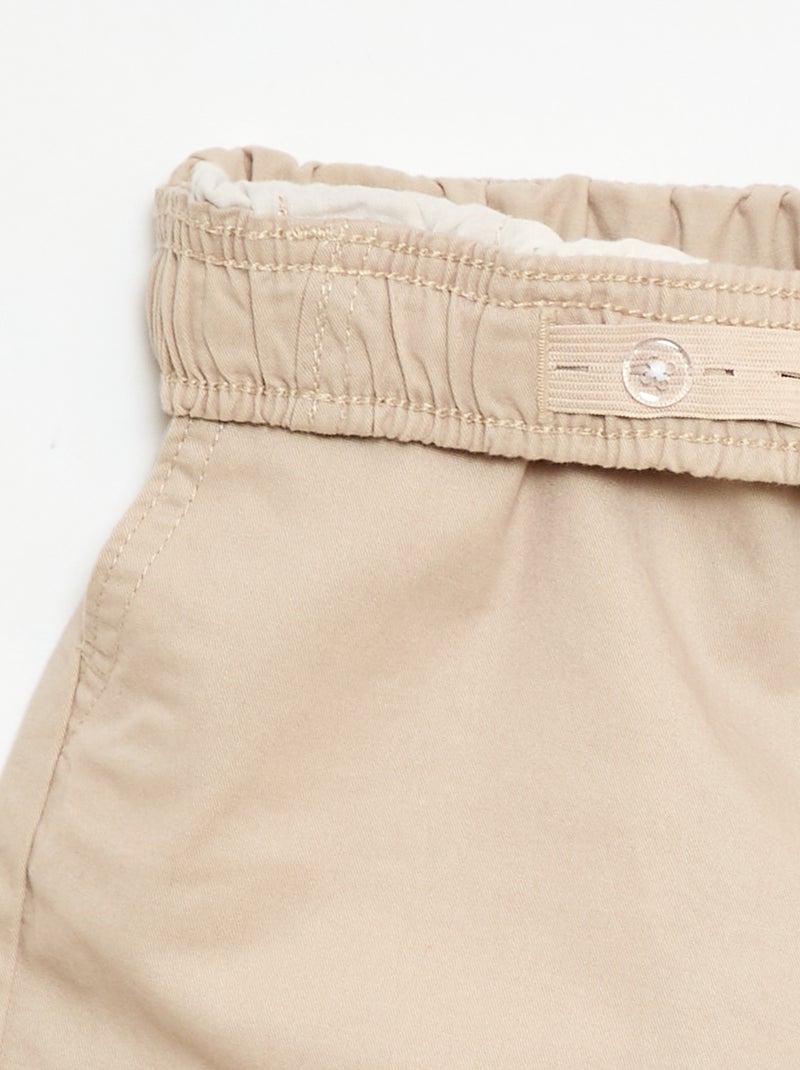 Bermuda chino uni avec liens de serrage Beige - Kiabi