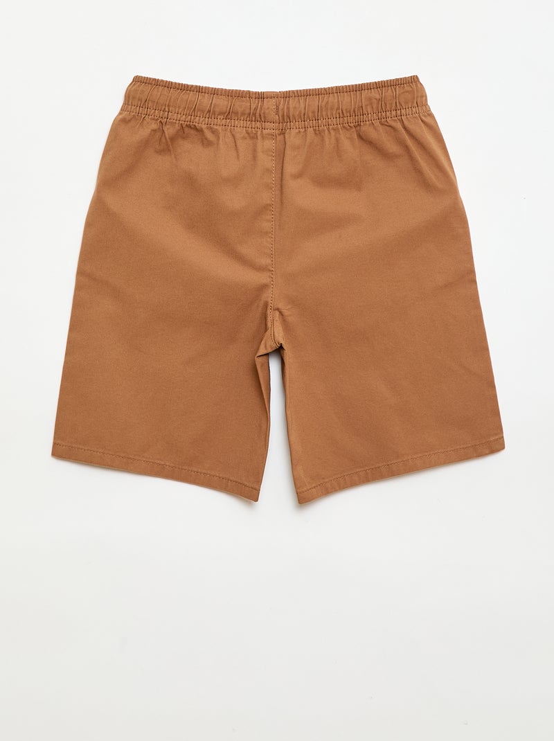 Bermuda chino uni avec liens de serrage Beige - Kiabi