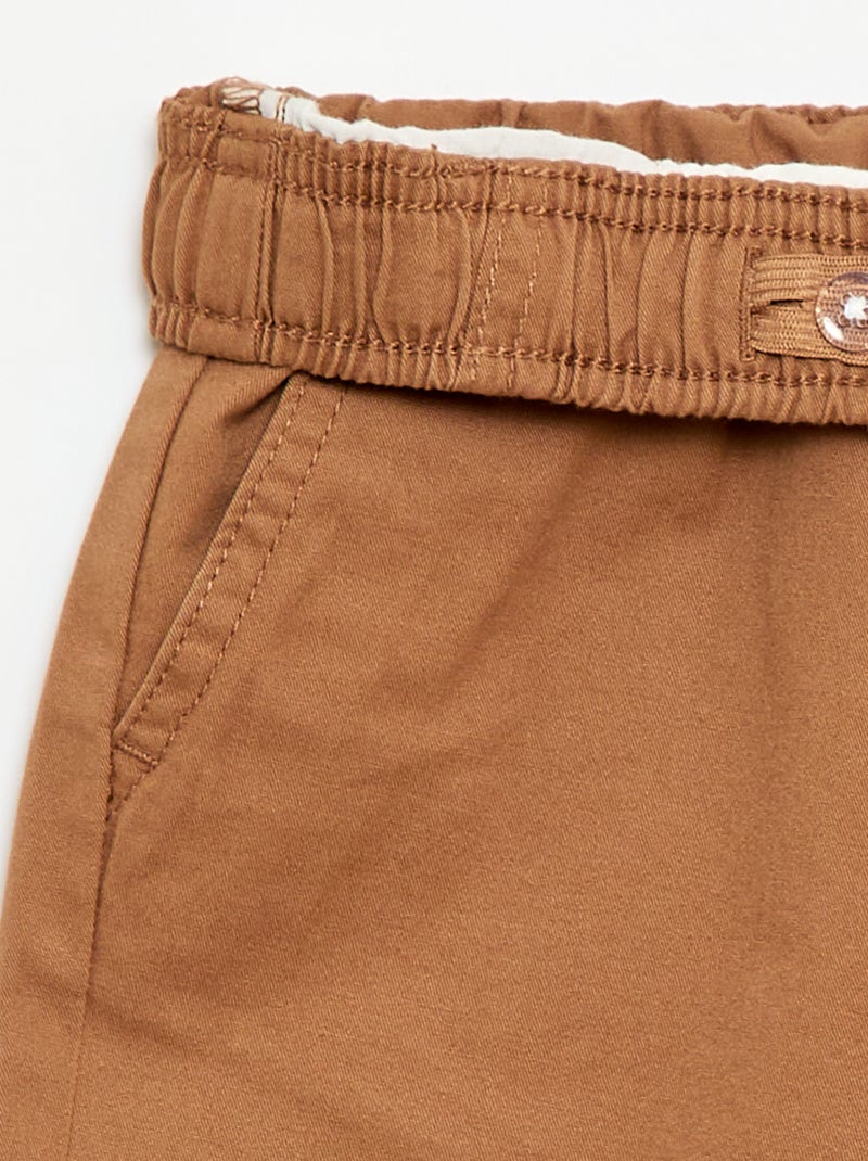 Bermuda chino uni avec liens de serrage Beige - Kiabi