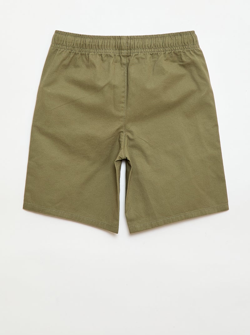 Bermuda chino uni avec liens de serrage Vert - Kiabi