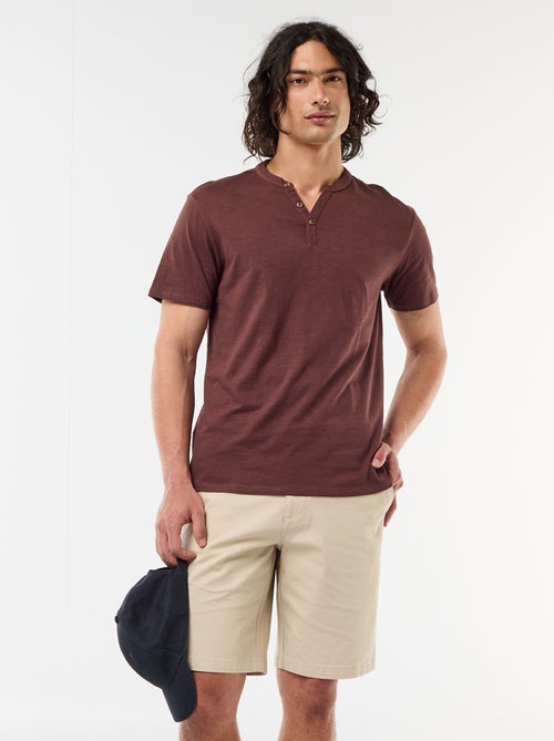 Bermuda chino uni en dobby - Kiabi