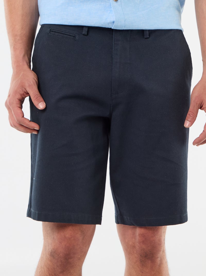 Bermuda chino uni en dobby Bleu - Kiabi