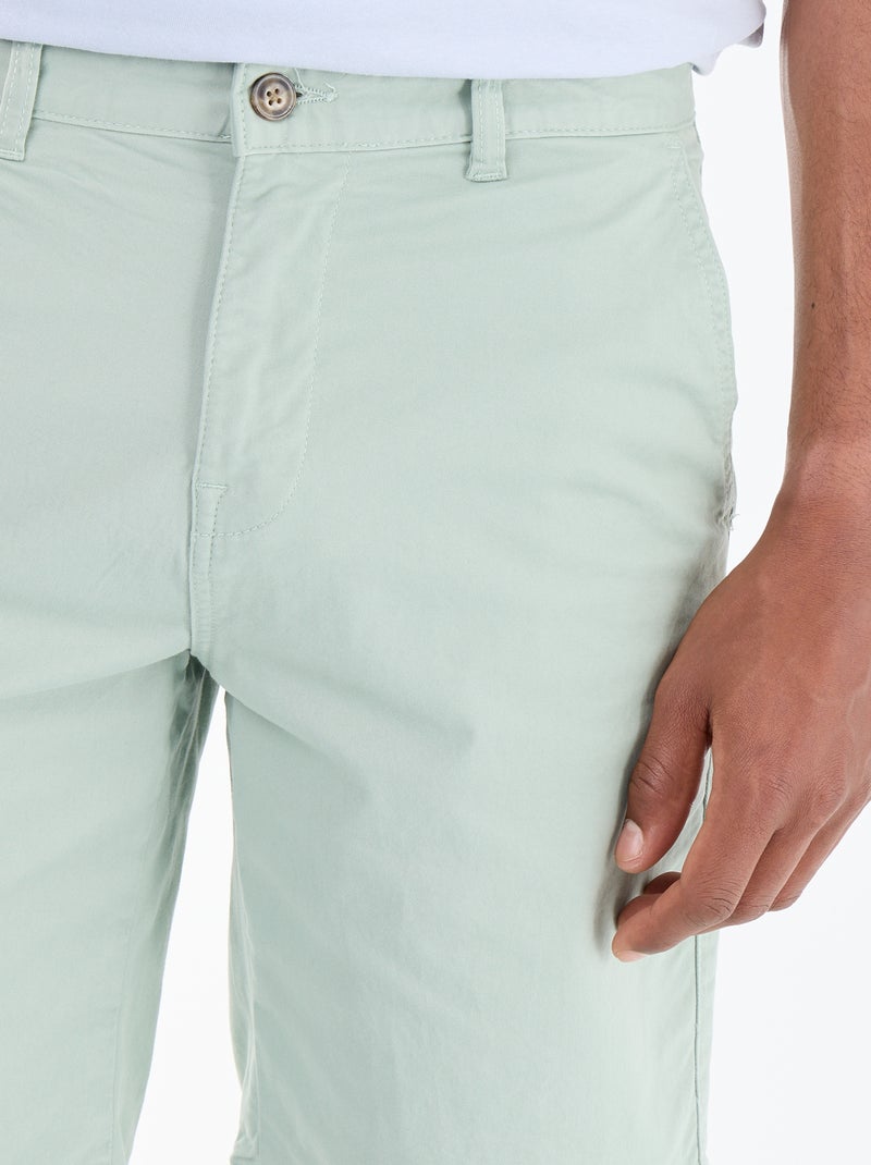Bermuda chino uni en twill Vert - Kiabi