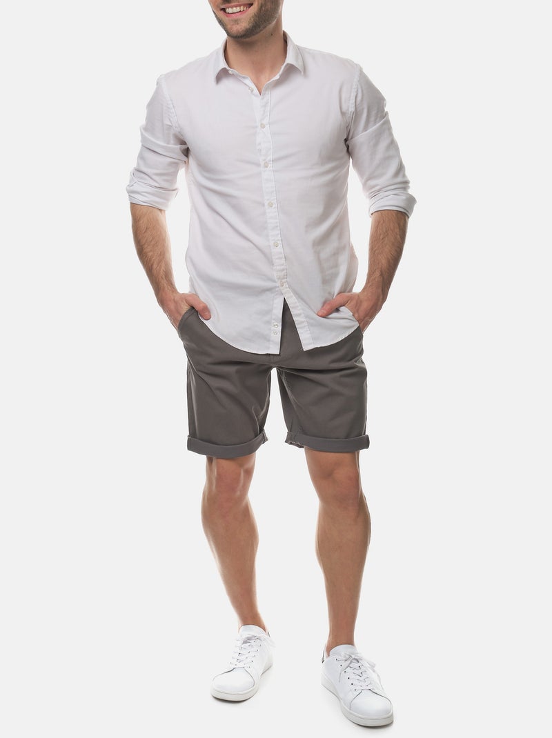 Bermuda chino uni Gris - Kiabi