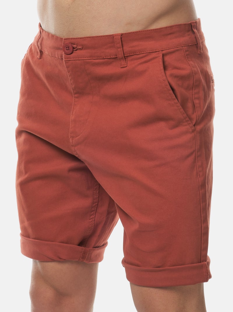 Bermuda chino uni Rouge brique - Kiabi