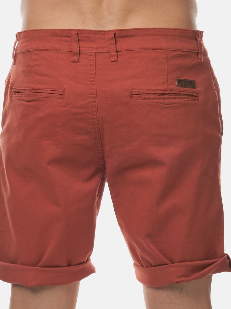 Bermuda chino uni Rouge brique - Kiabi