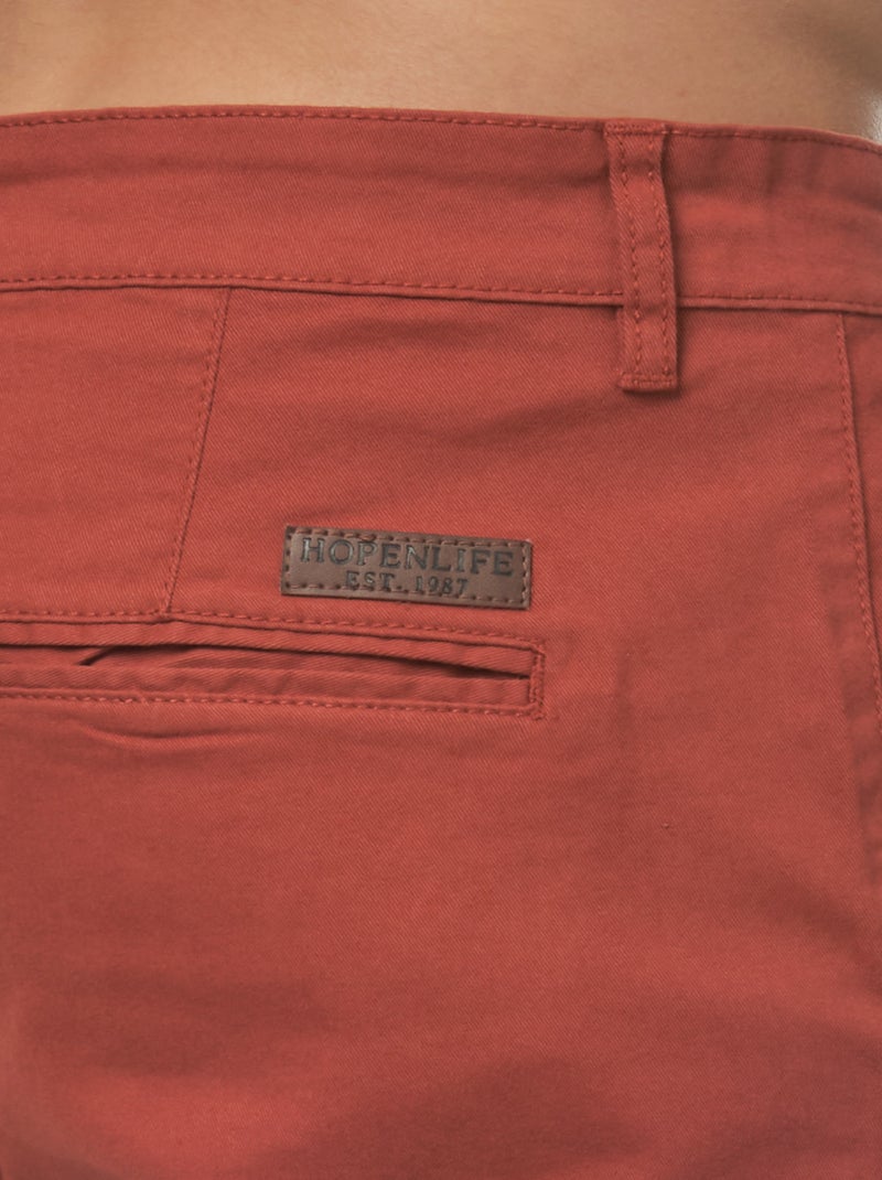 Bermuda chino uni Rouge brique - Kiabi