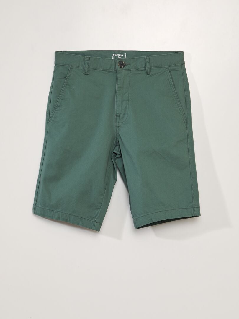 Bermuda chino uni Vert - Kiabi