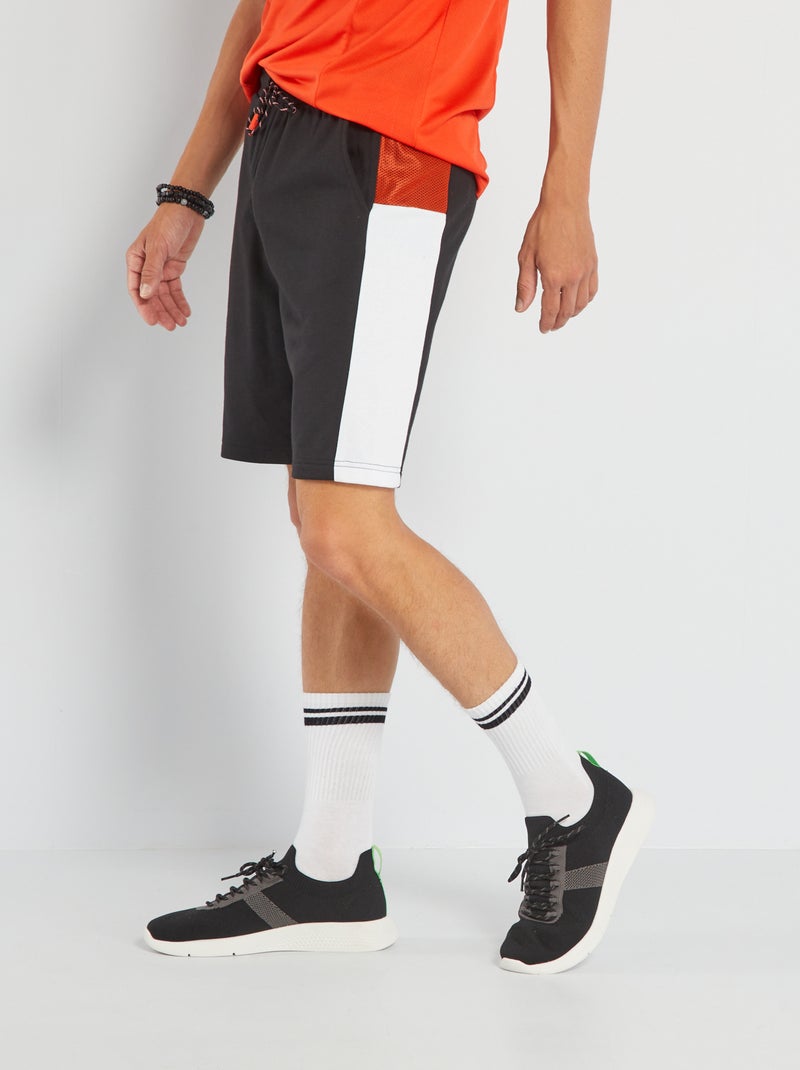 Bermuda color-block en molleton Noir - Kiabi