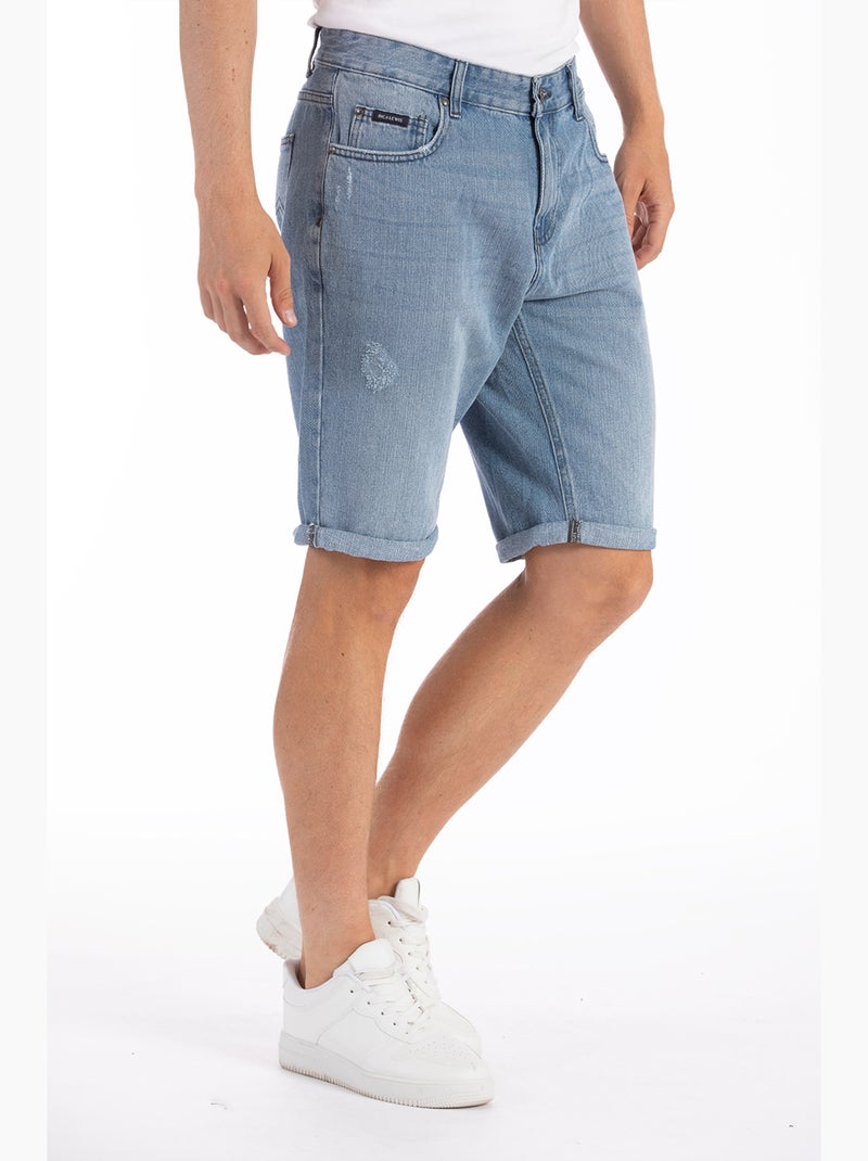 Bermuda coton coupe relax LINUS Bleu - Kiabi