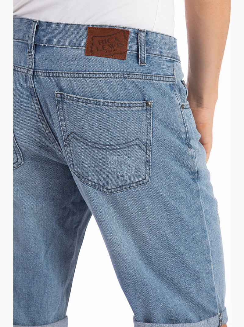 Bermuda coton coupe relax LINUS Bleu - Kiabi