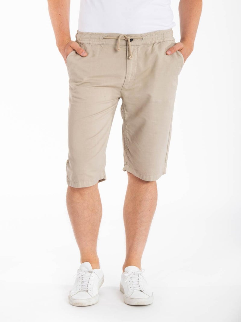 Bermuda coton lin MANNY 'Rica Lewis' Beige - Kiabi