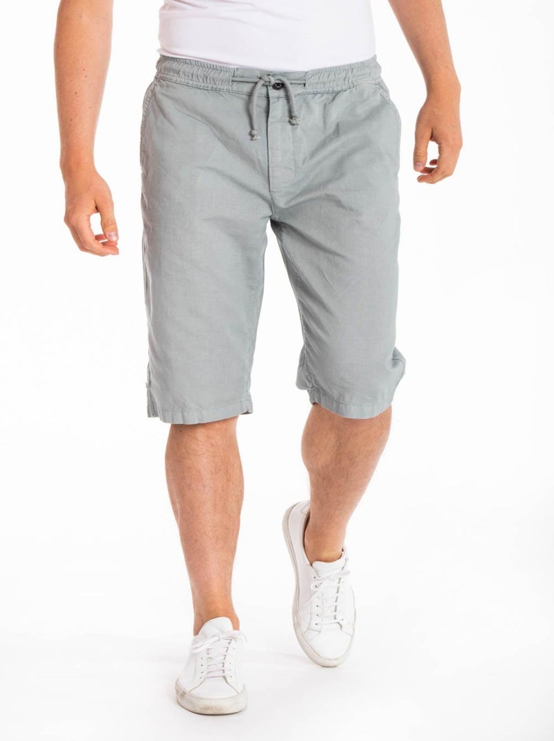 Bermuda coton lin MANNY 'Rica Lewis' Gris - Kiabi