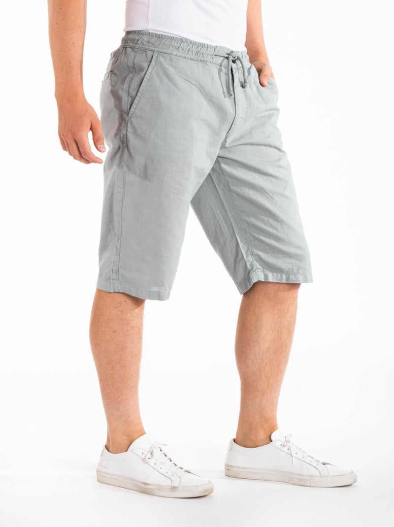 Bermuda coton lin MANNY 'Rica Lewis' Gris - Kiabi