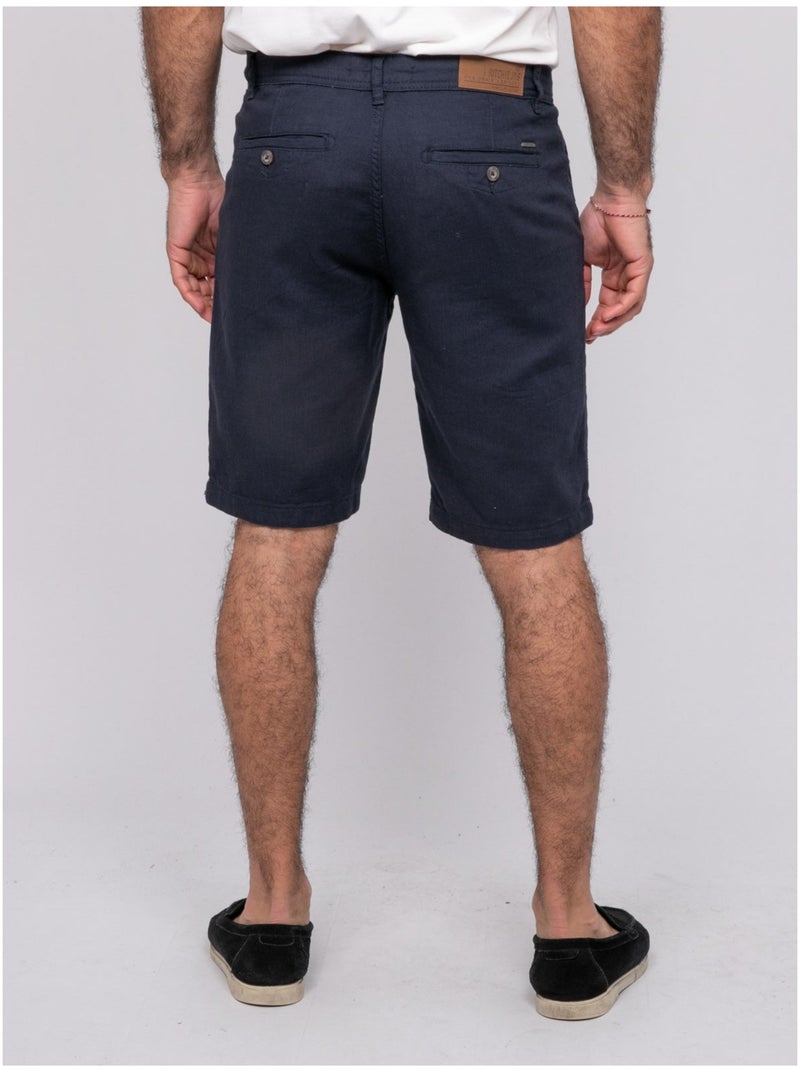 Bermuda coton slub BELKINO Bleu marine - Kiabi