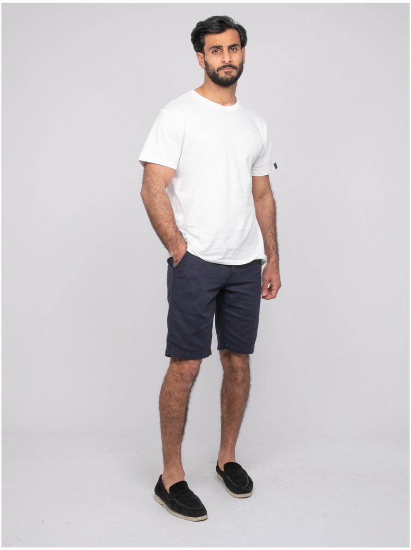 Bermuda coton slub BELKINO Bleu marine - Kiabi