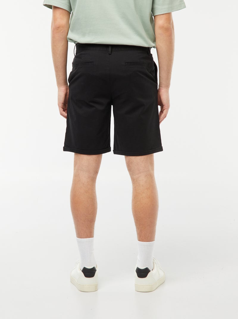 Bermuda coupe chino avec base à revers Noir - Kiabi