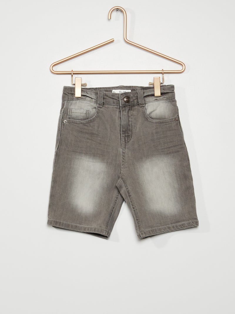 Bermuda coupe slim en jean gris - Kiabi