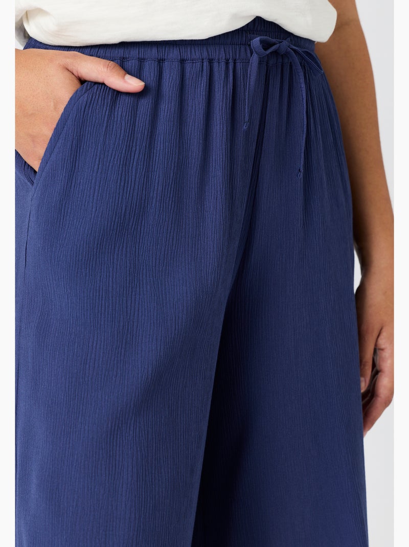Bermuda crépon enfilable - Damart Bleu - Kiabi