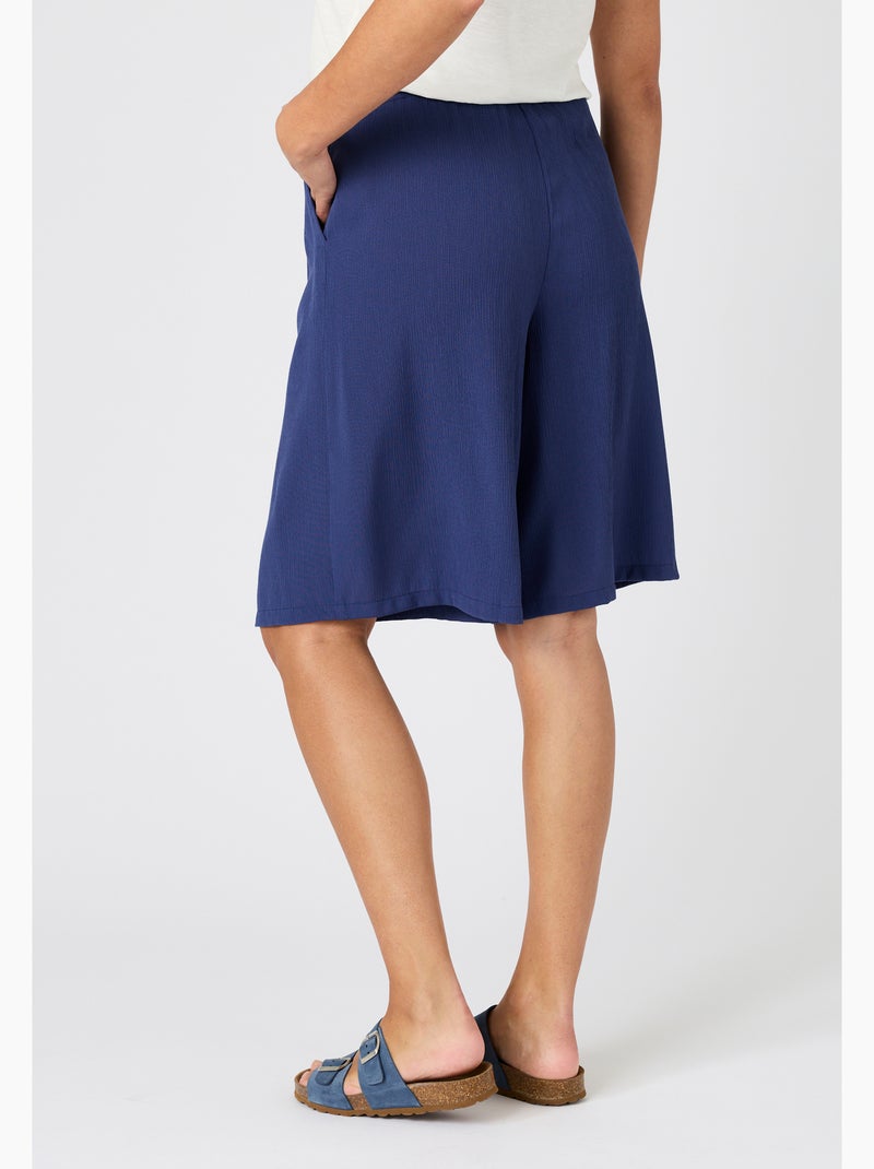 Bermuda crépon enfilable - Damart Bleu - Kiabi