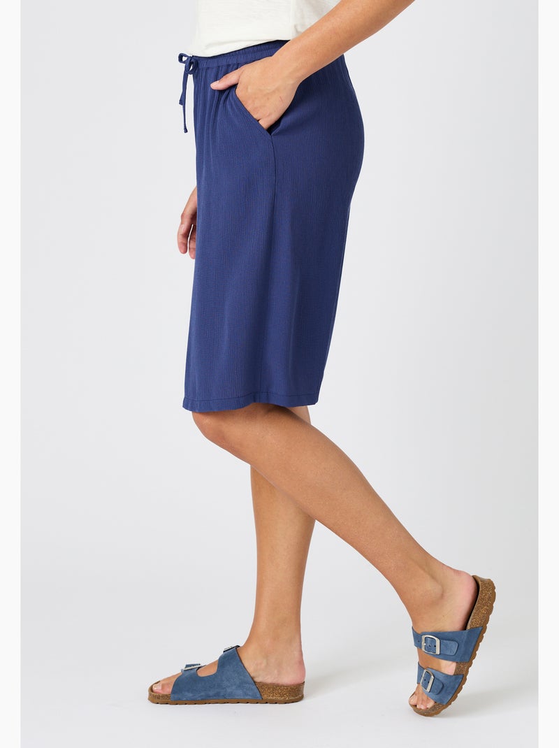 Bermuda crépon enfilable - Damart Bleu - Kiabi