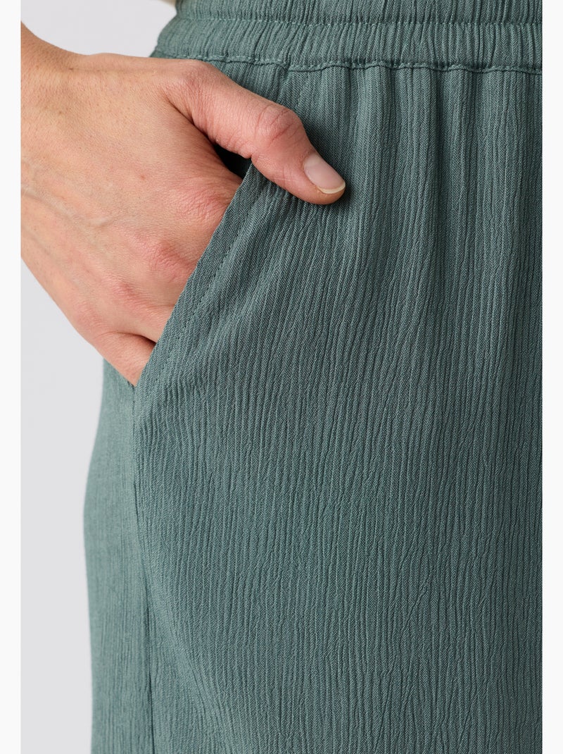 Bermuda crépon enfilable - Damart Vert - Kiabi