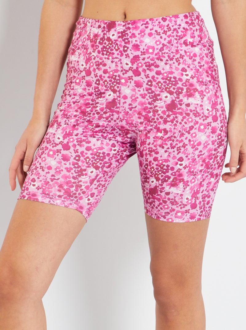 Bermuda cycliste taille haute Rose - Kiabi