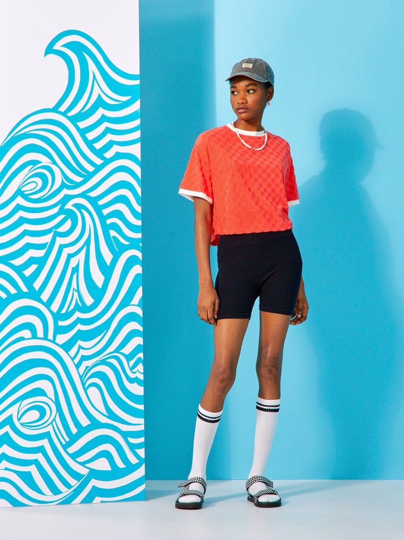 Bermuda cycliste uni noir - Kiabi